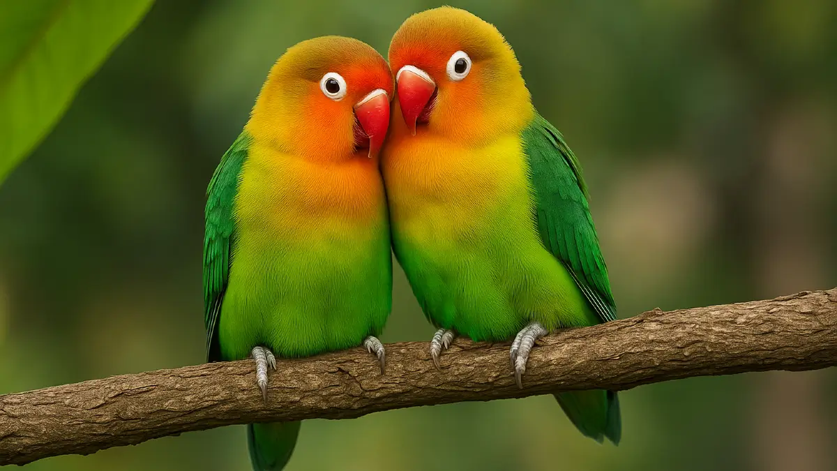 Ζευγάρι lovebirds σε φυσικό περιβάλλον – παπαγαλάκια lovebirds