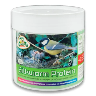 Συσκευασία κουτάκι Evia Parrots Silkworm Protein 150g